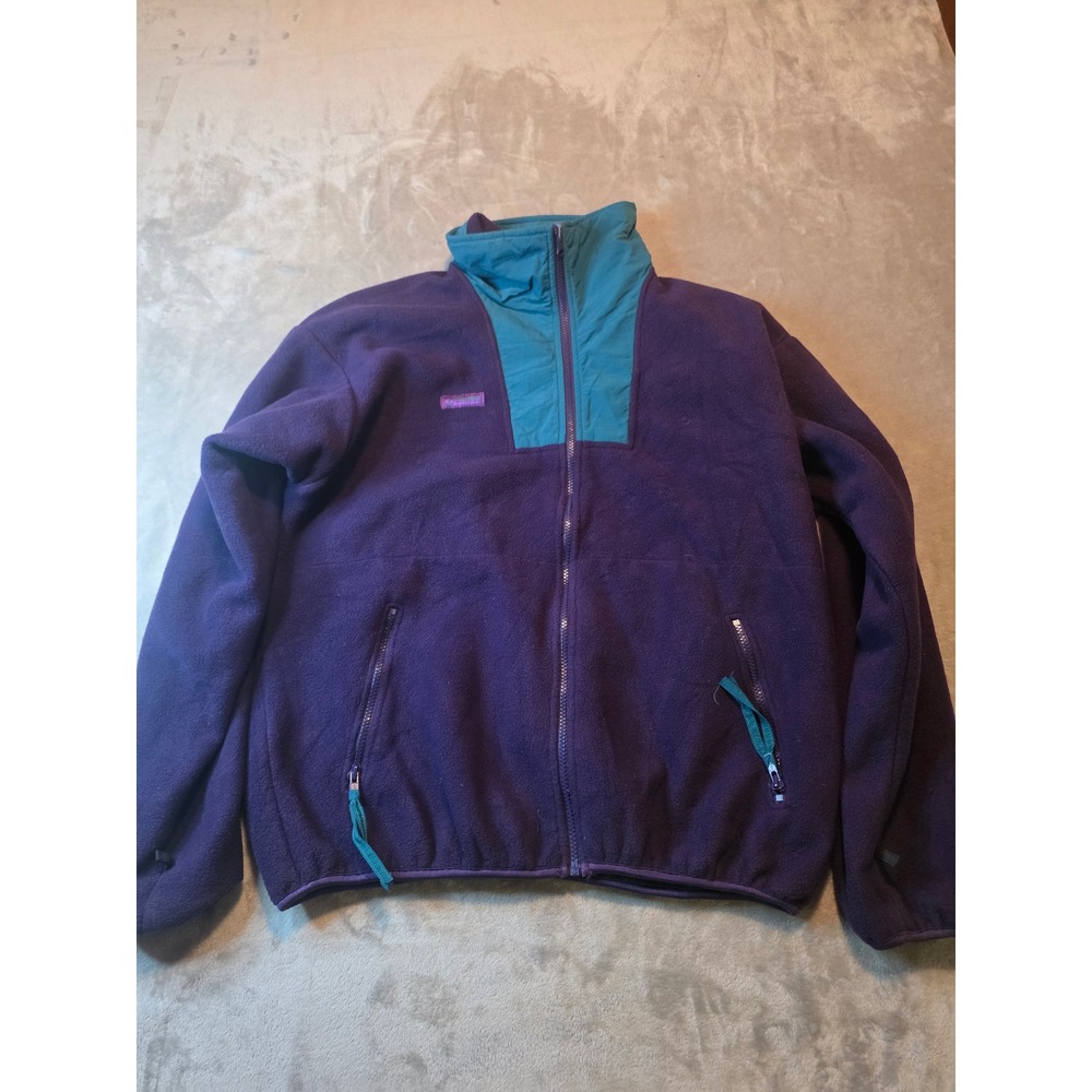 Columbia Fleece Jacket Mens Large Purple Teal Vintage Made in USA Full Zip